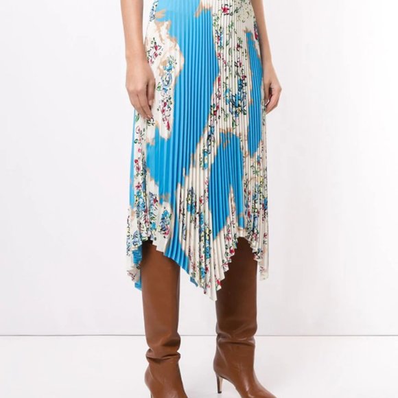 NEW.Tory Burch Sunburst Pleated Skirt in Blue - Picture 1 of 3
